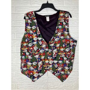 111 Main Christmas Vest Mens 1X Multicolor Good Caroling Polar Bear Holiday‎
